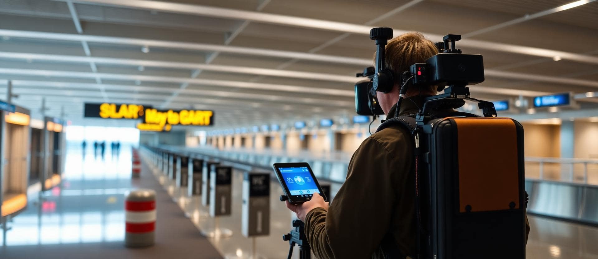 Airport operations team coordinating around analytics dashboard